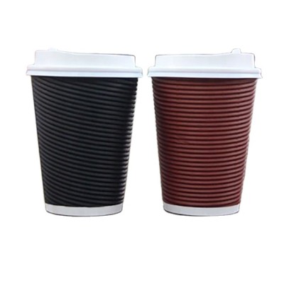 Take away customized  ripple double wall paper cup printed disposable  ripple wall coffee cup