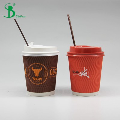 Custom logo printed disposable double wall hot ripple  coffee paper cup