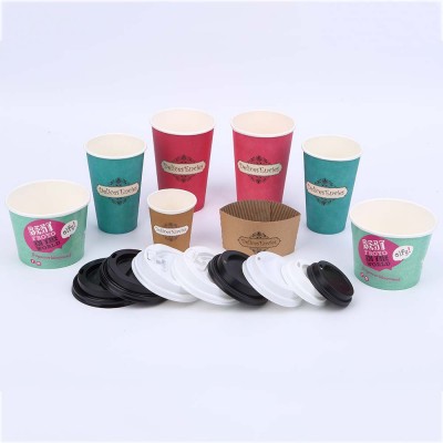 Hot paper cup,customized coffee cup with logo and lid